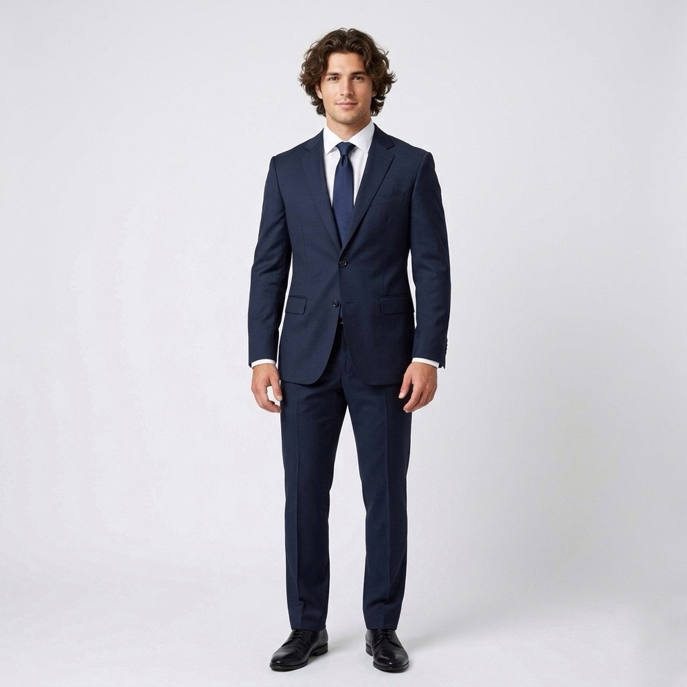 136 Z ZEGNA Men's City Drop 7 Slim Fit Wool 2 Piece Suit, Black, 44R